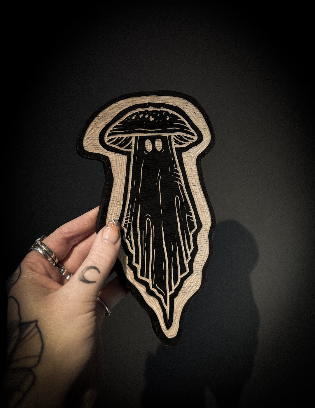 Mushroom Ghost Woodcut