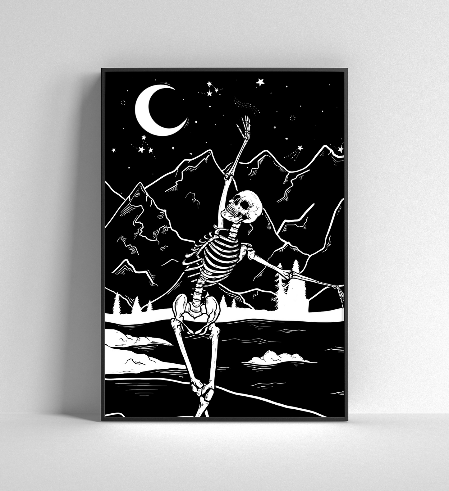 A3 Dancing Skeleton Print