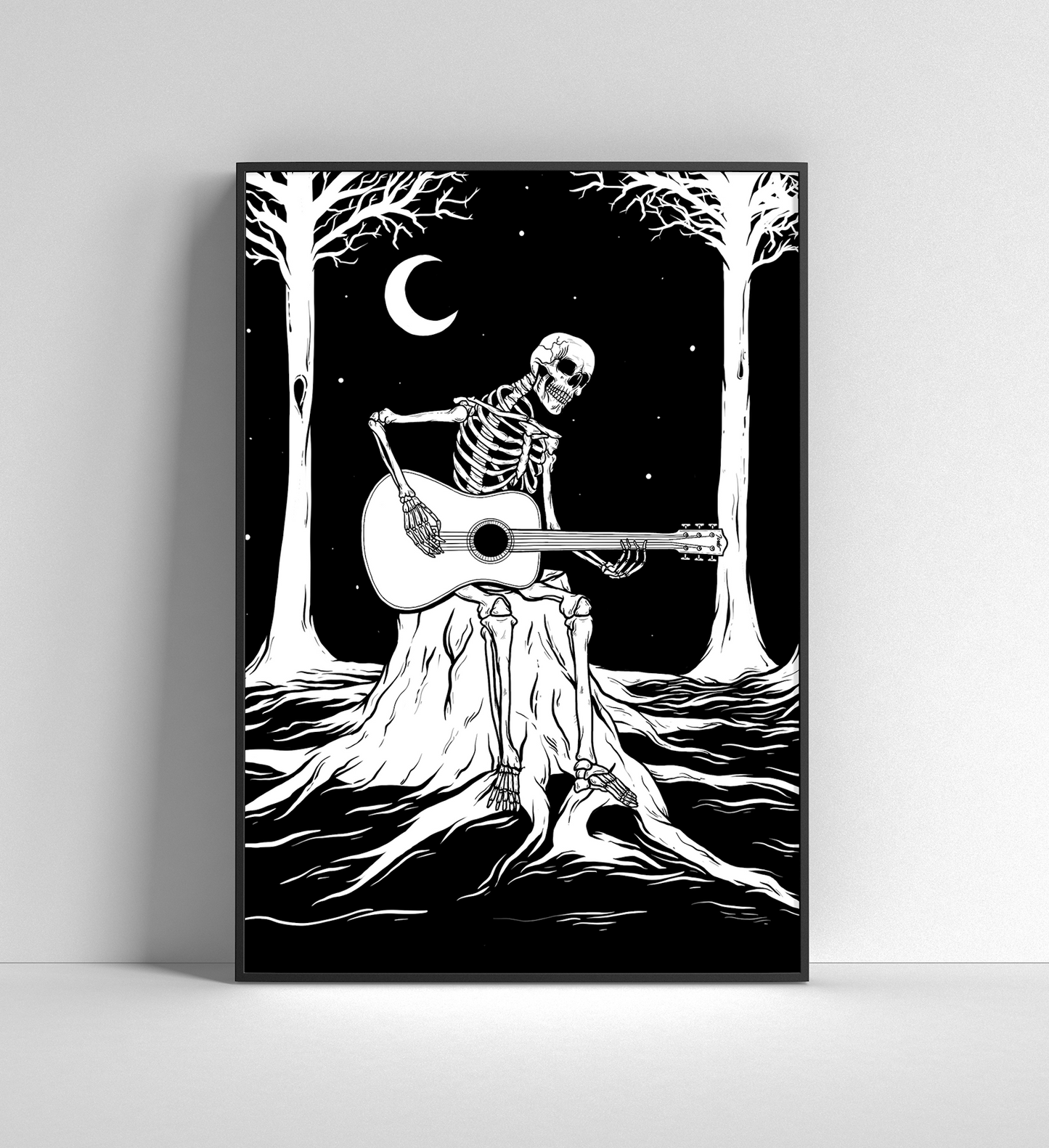 A4 + A3 Skeleton Playing Guitar Print