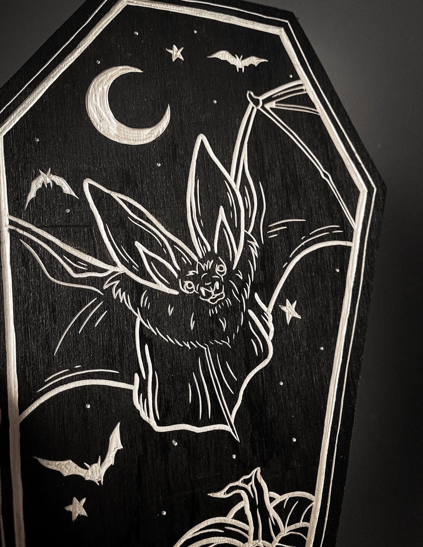 Bat Coffin Woodcut