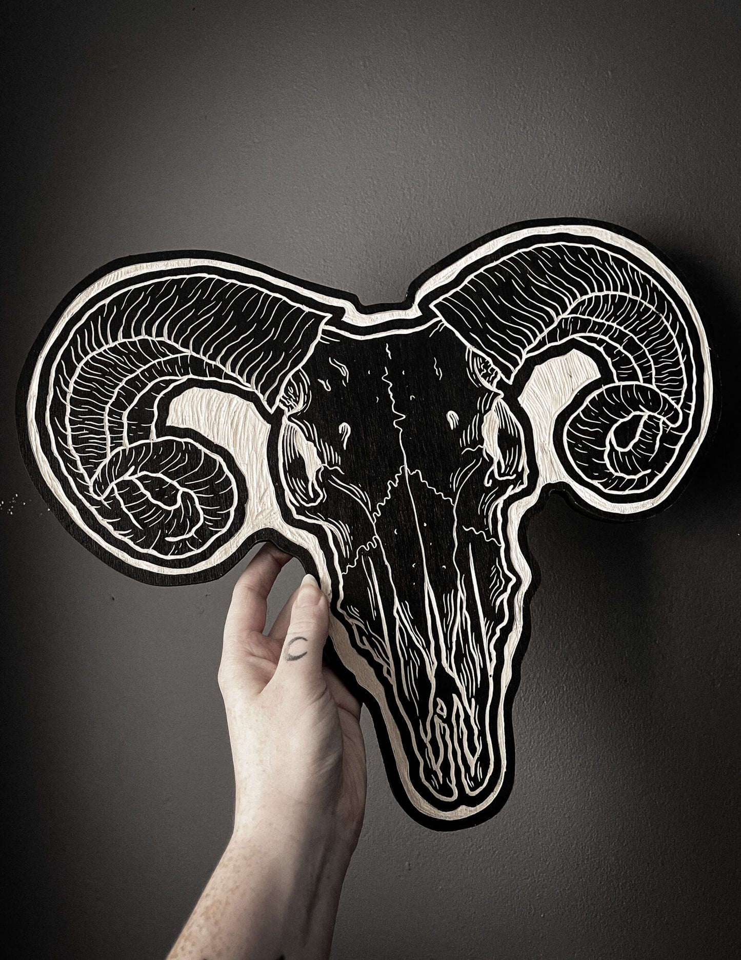 Ram Skull Woodcut