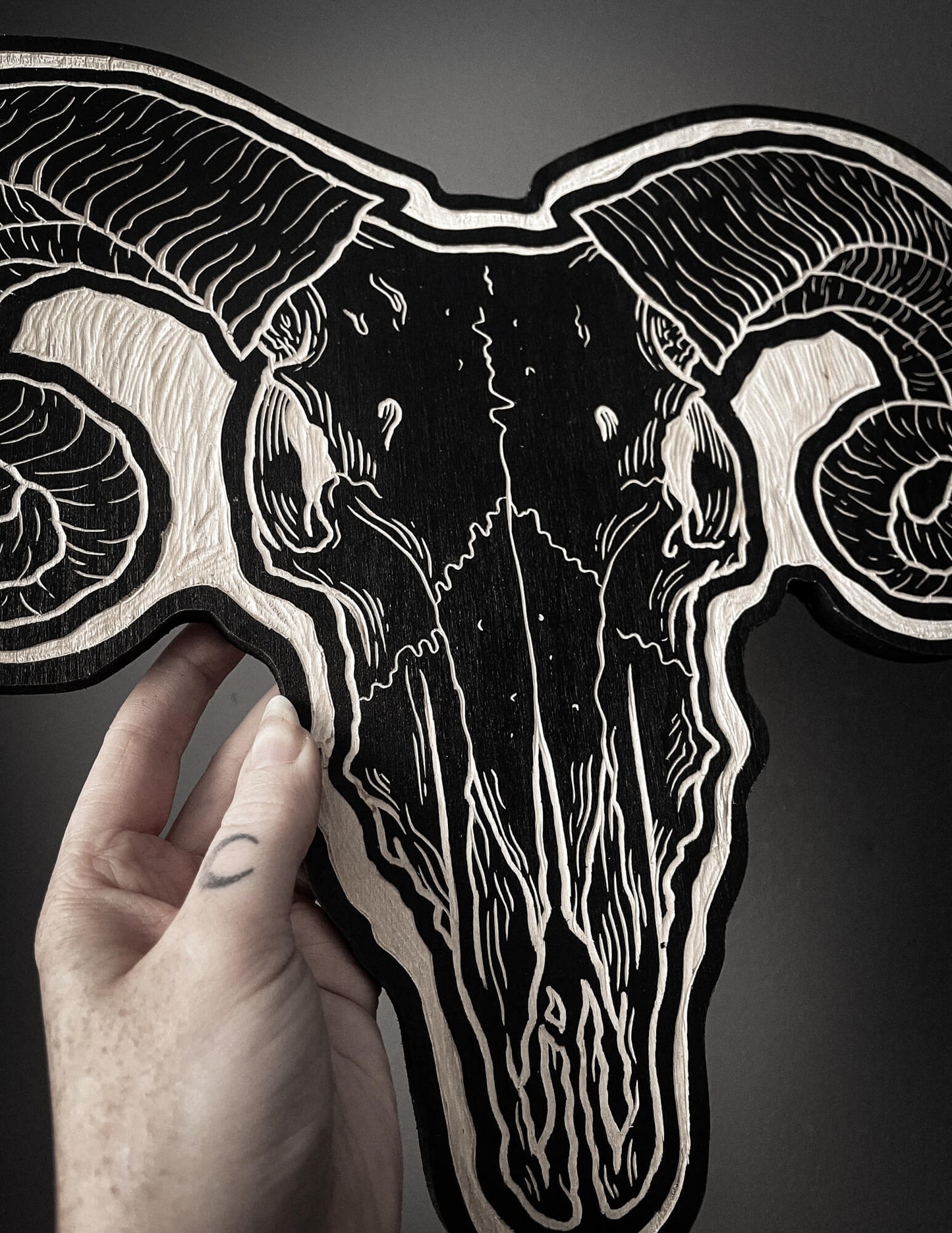 Ram Skull Woodcut