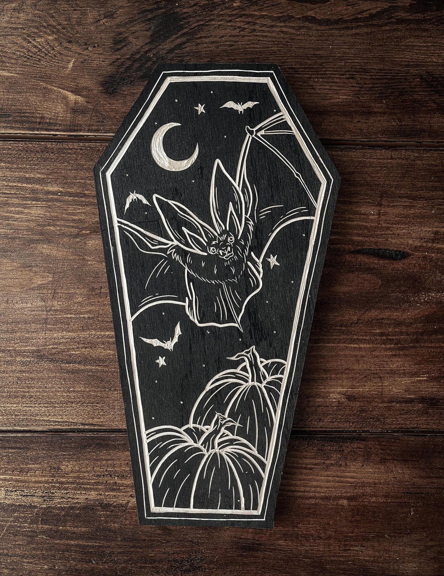 Bat Coffin Woodcut