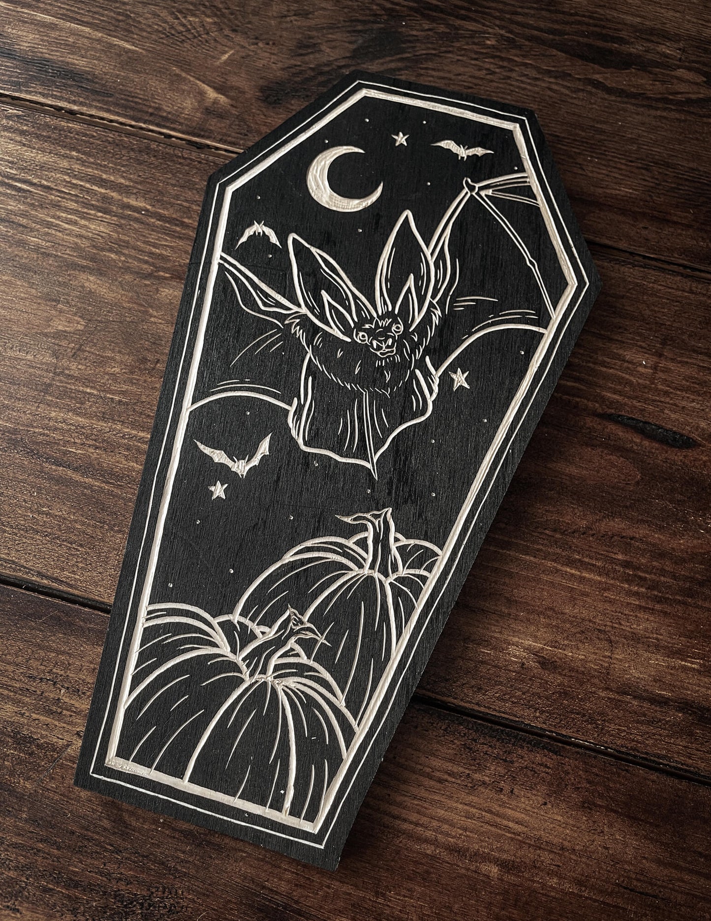 Bat Coffin Woodcut