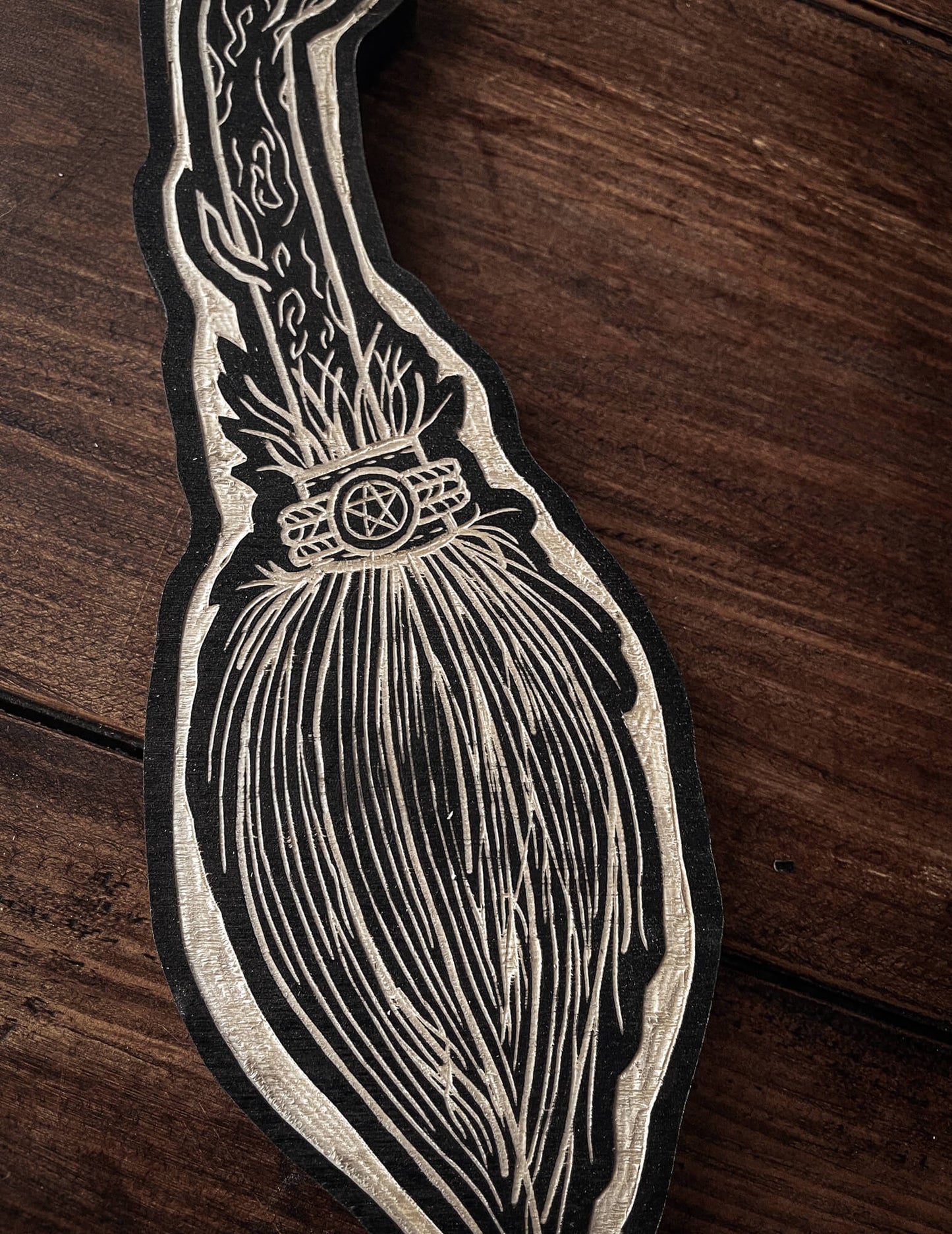 Mini Witches Broomstick Woodcut