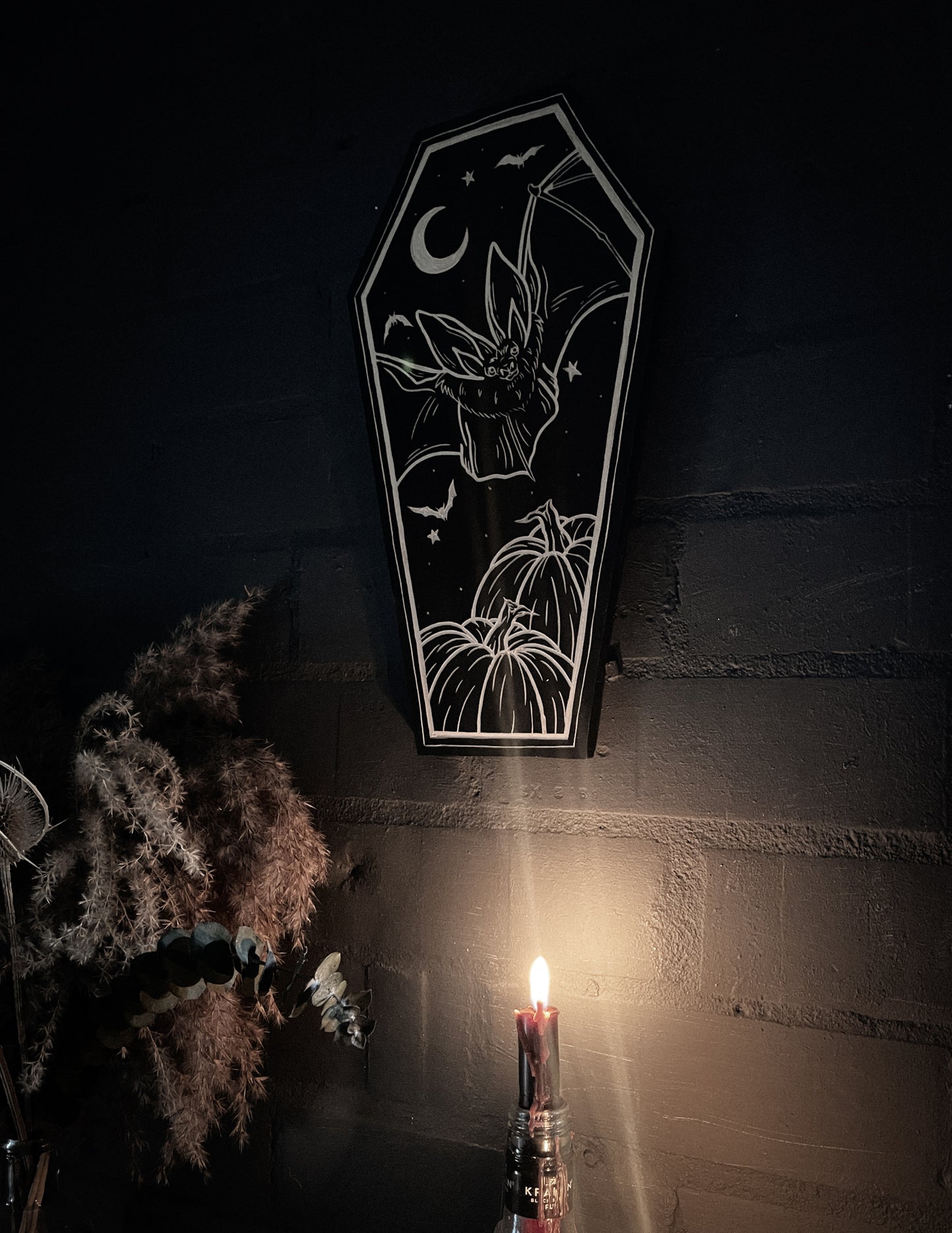 Bat Coffin Woodcut