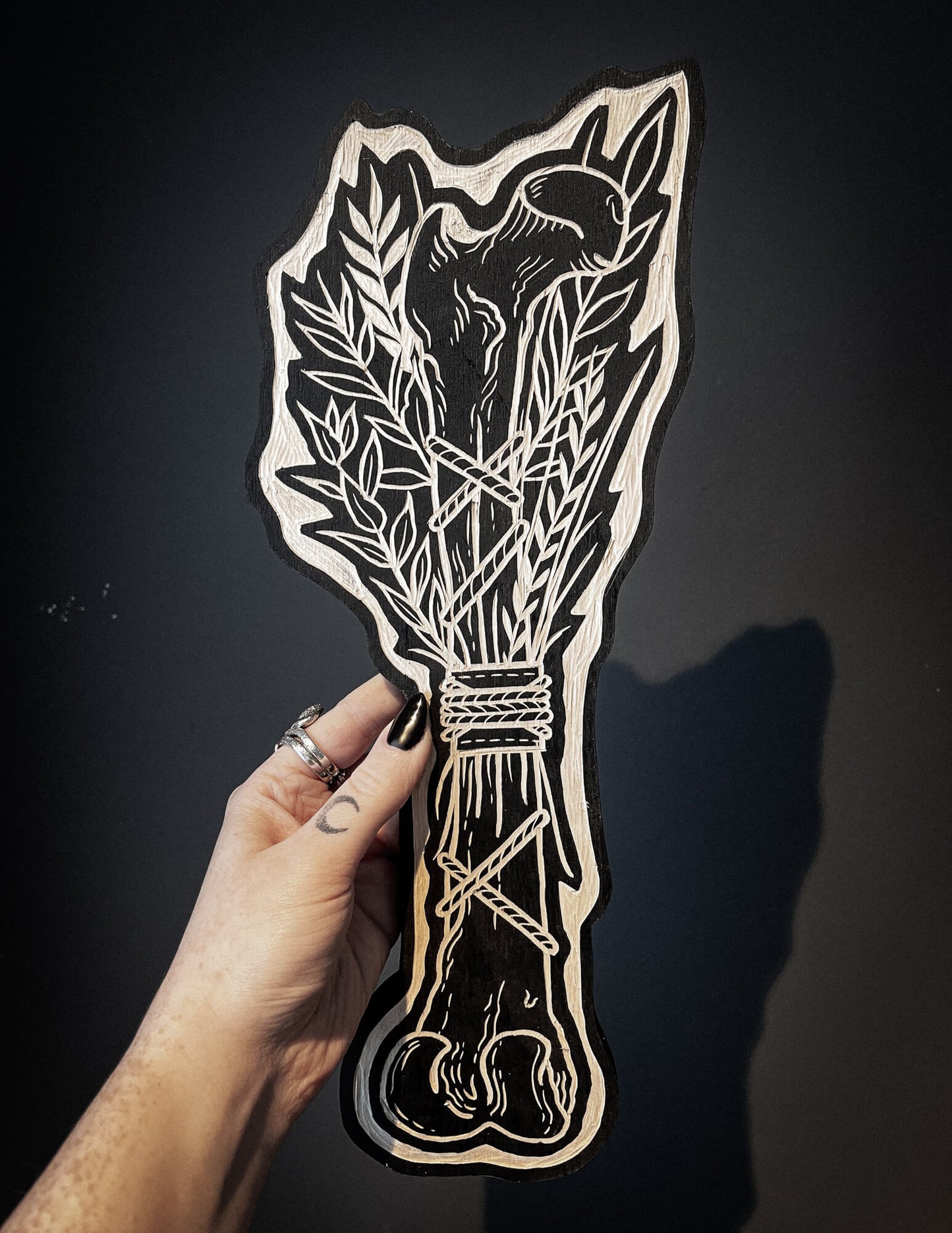 Dried Flower Bone (Rope) Woodcut