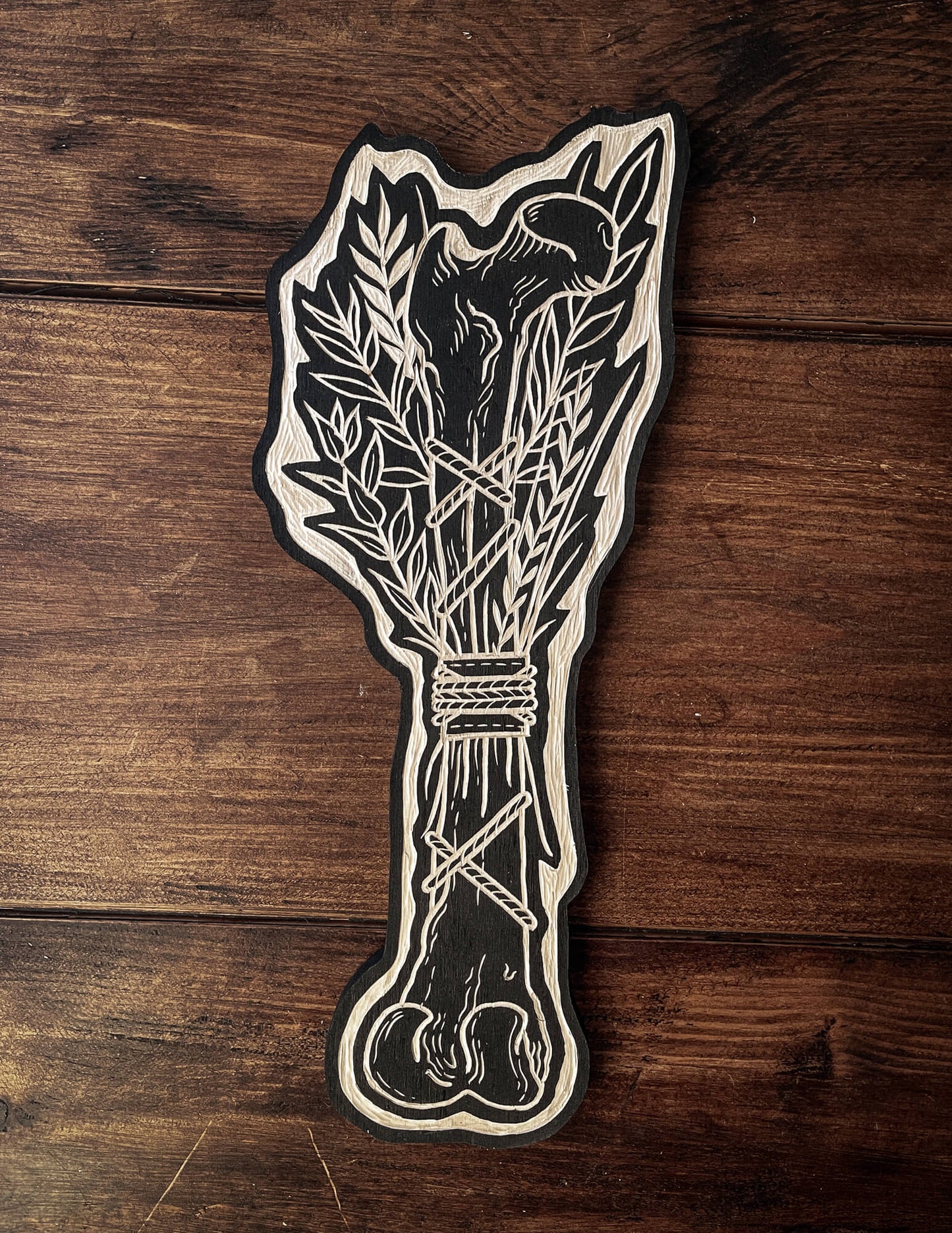 Dried Flower Bone (Rope) Woodcut