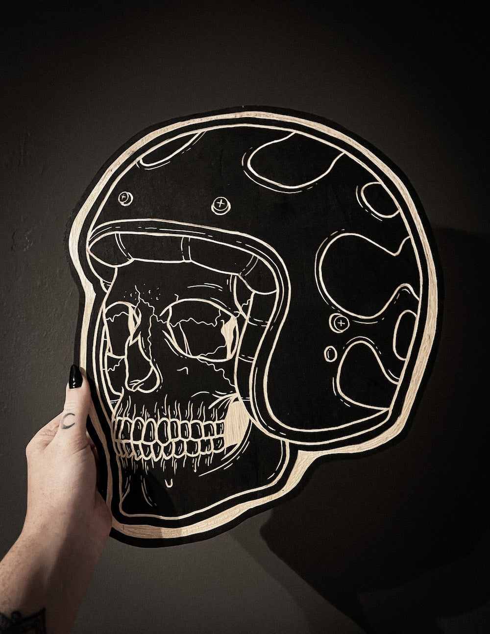 Biker Skull Woodcut