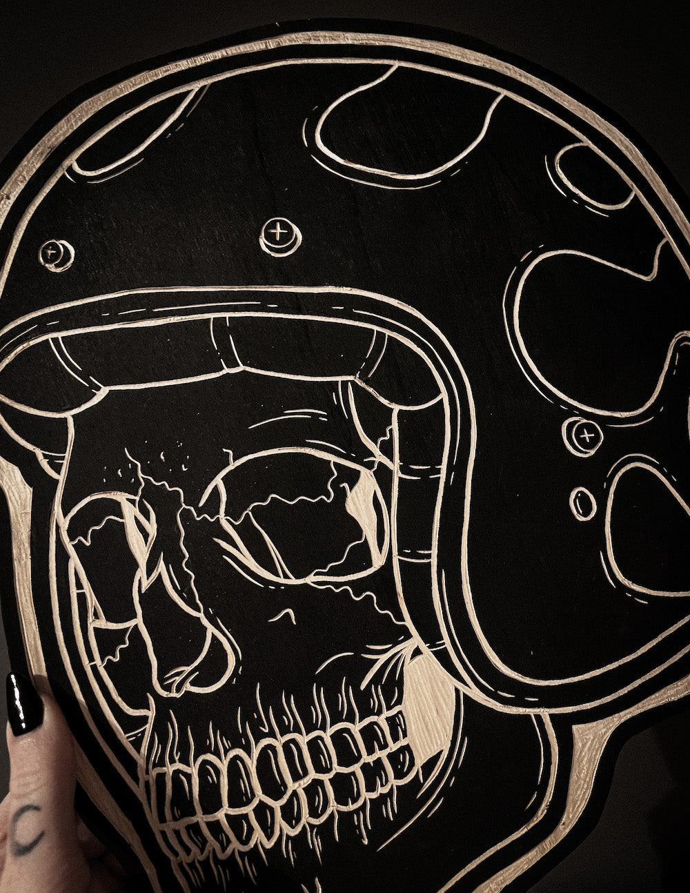 Biker Skull Woodcut