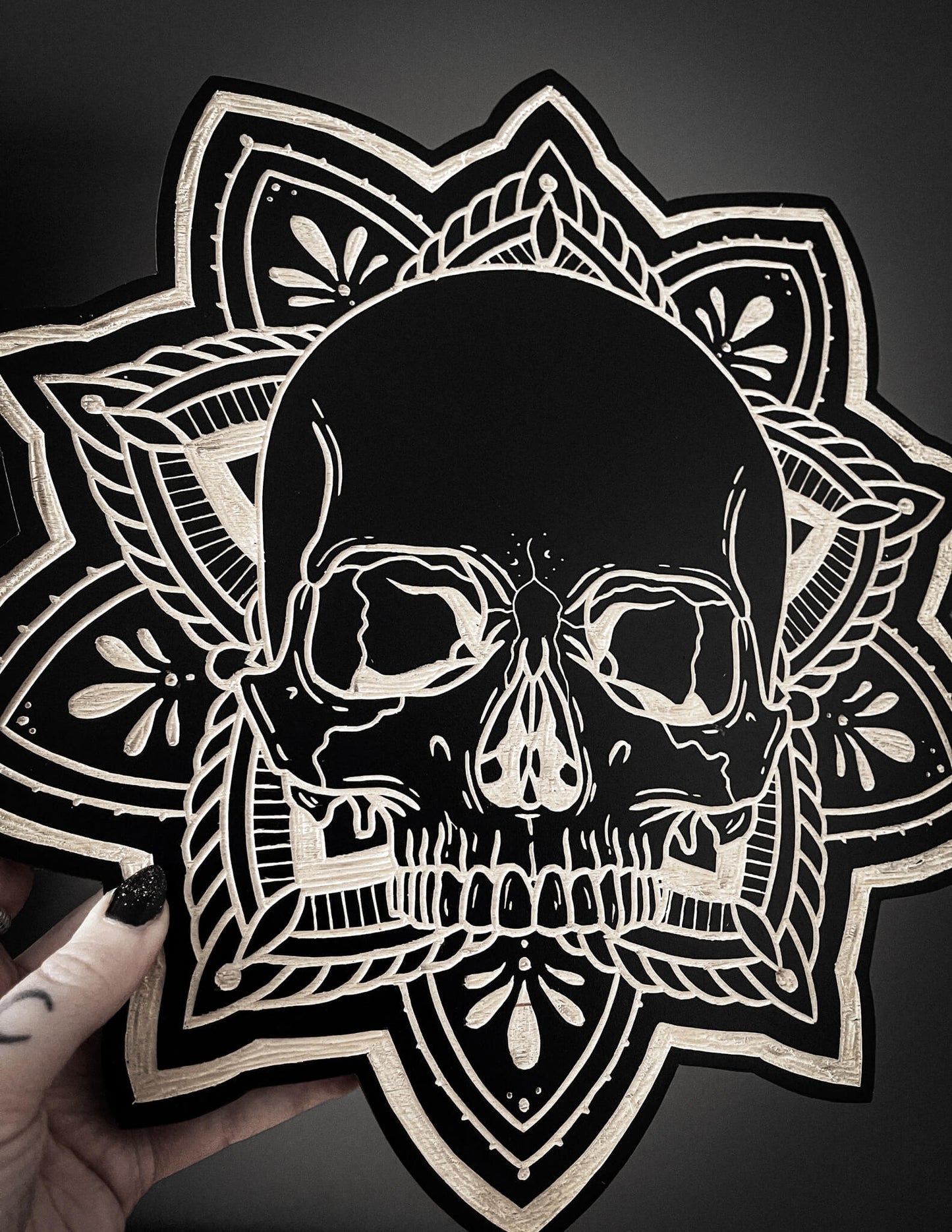 Skull Mandala Woodcut