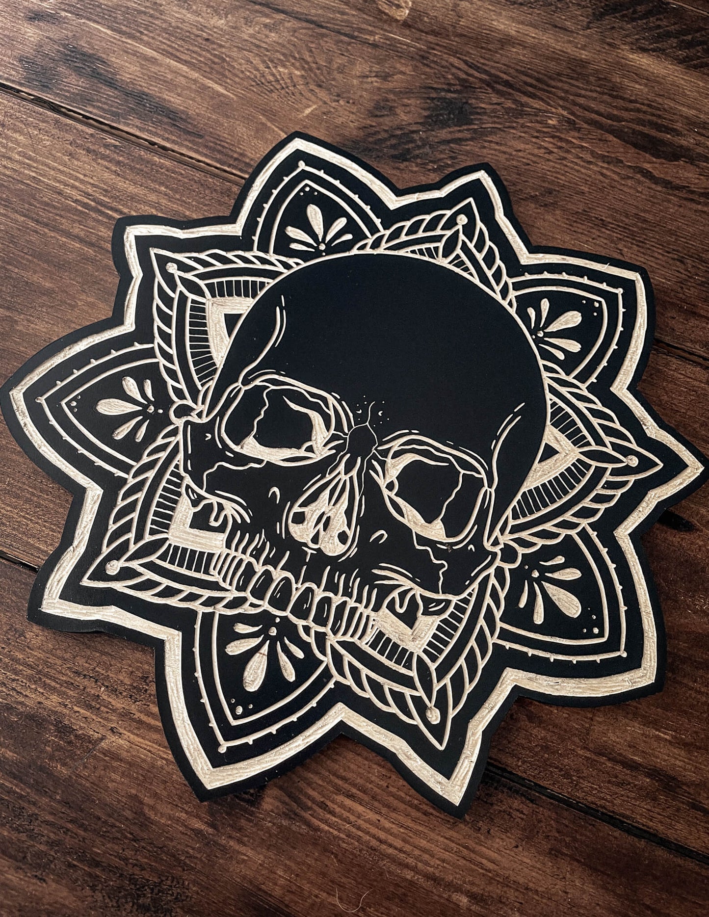 Skull Mandala Woodcut