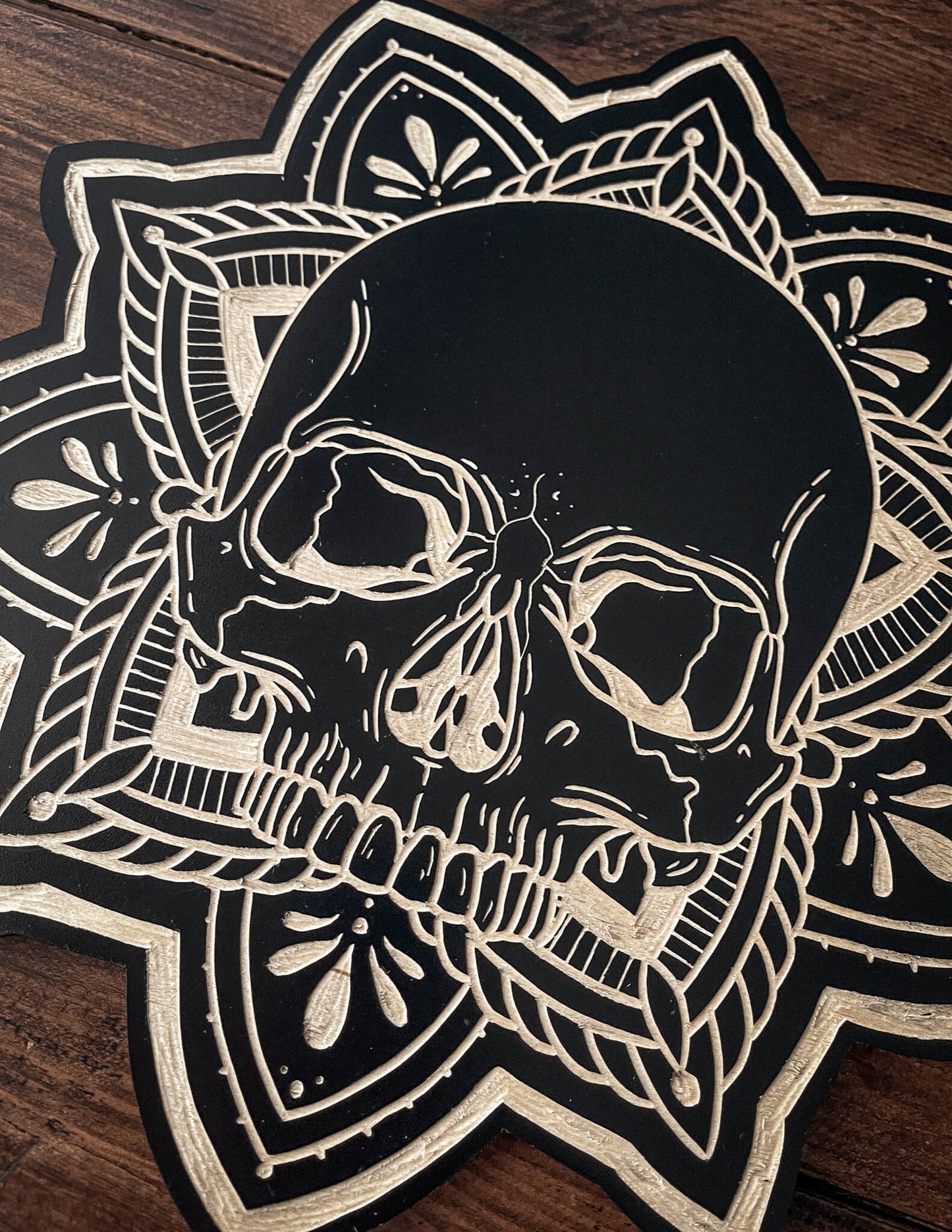 Skull Mandala Woodcut