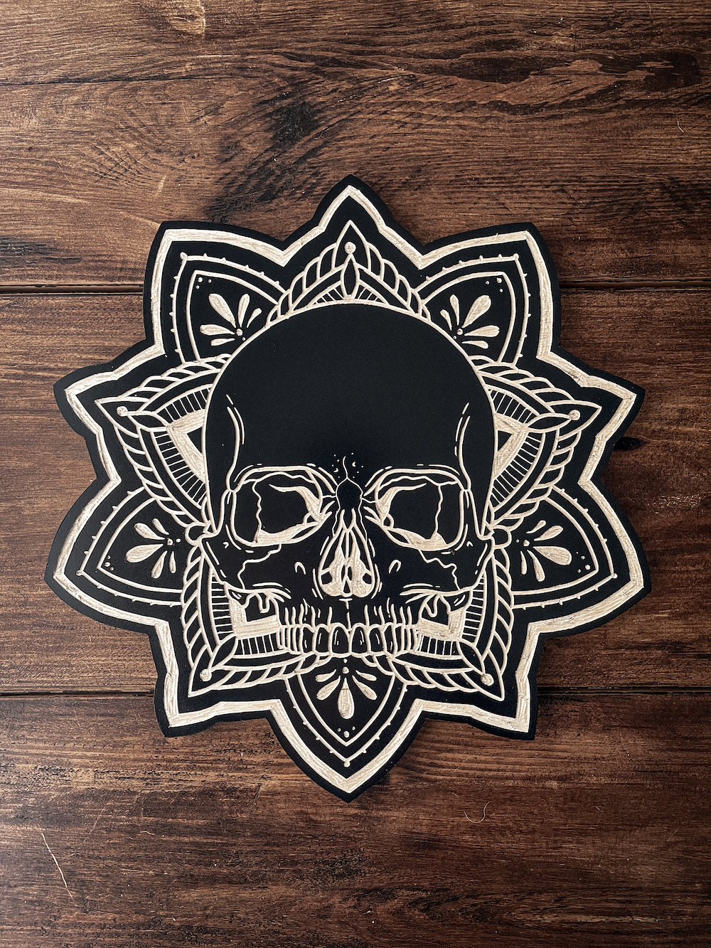 Skull Mandala Woodcut