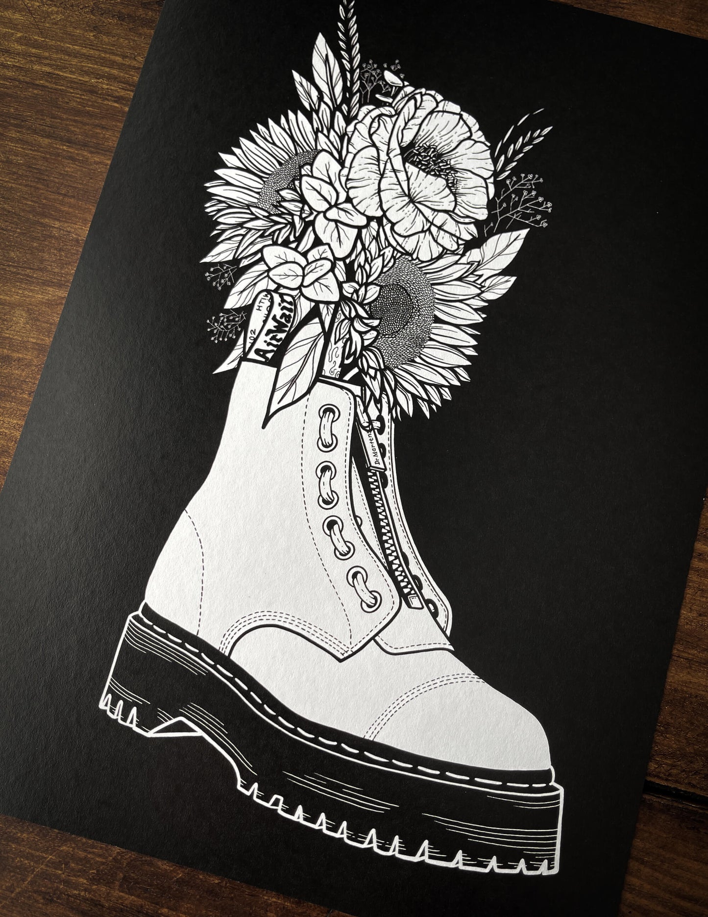 A3 + A4 Boot Flower Pot Print