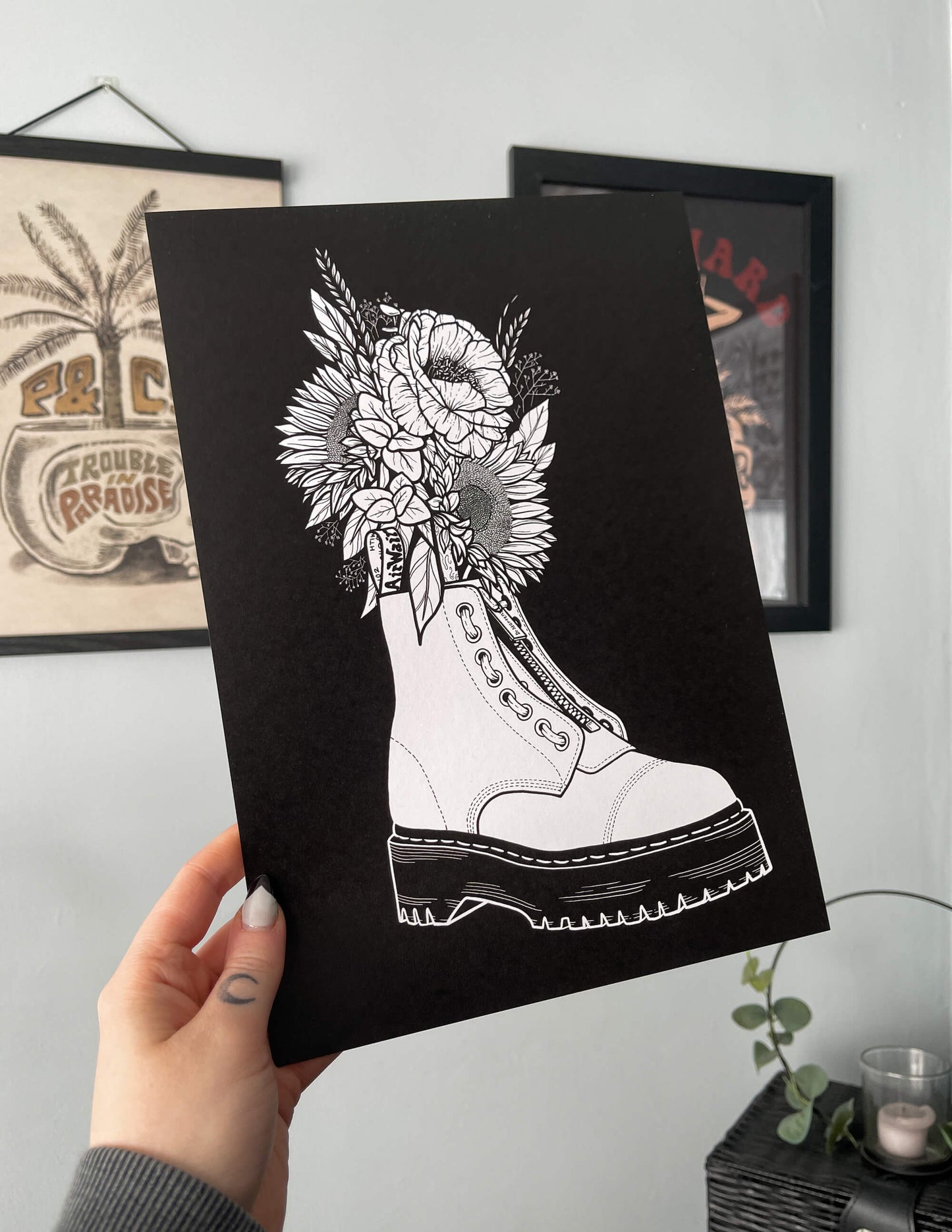 A3 + A4 Boot Flower Pot Print