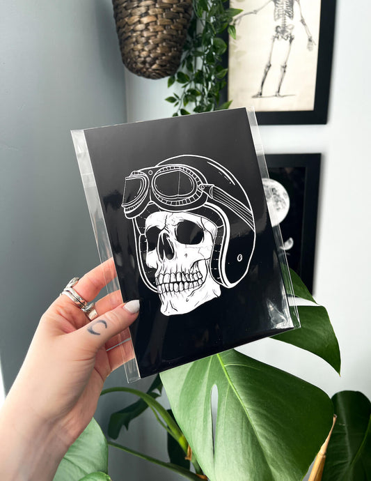 A5 Biker Skull Print