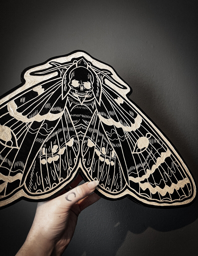 Large Death Moth Woodcut