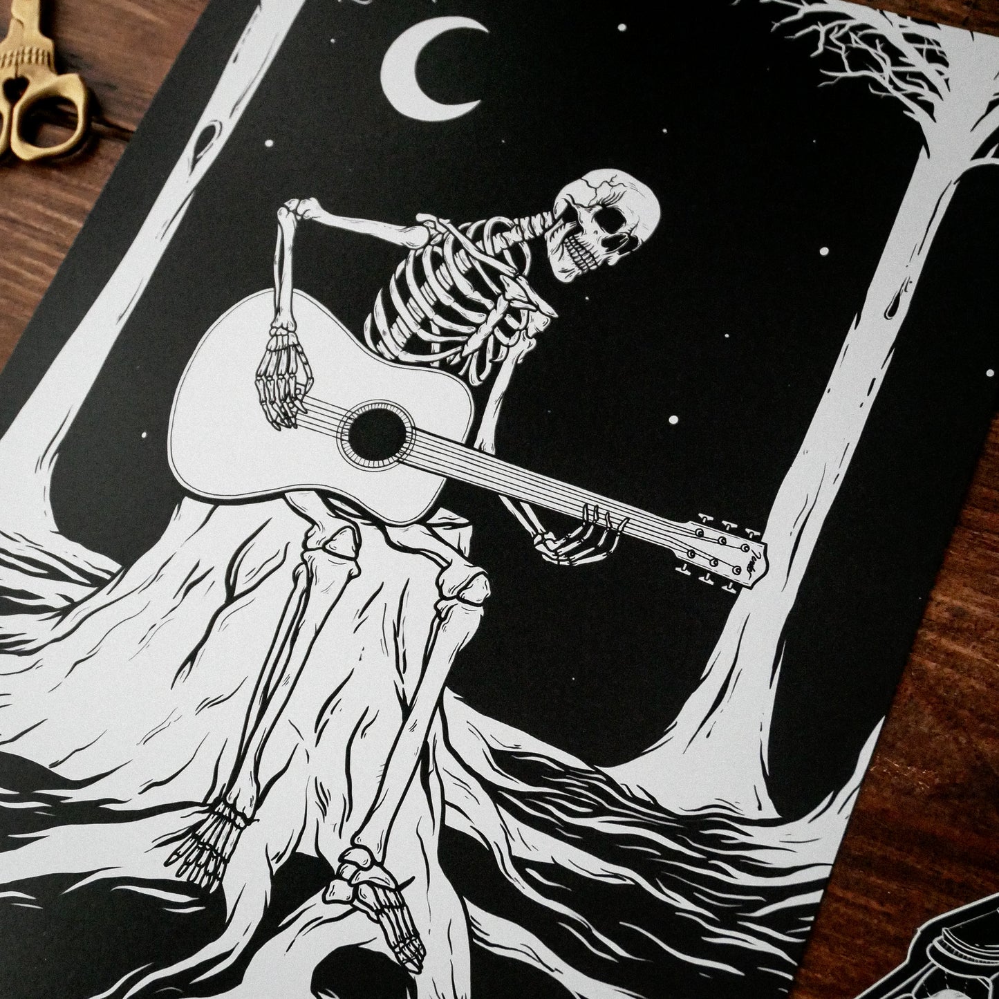 A4 + A3 Skeleton Playing Guitar Print