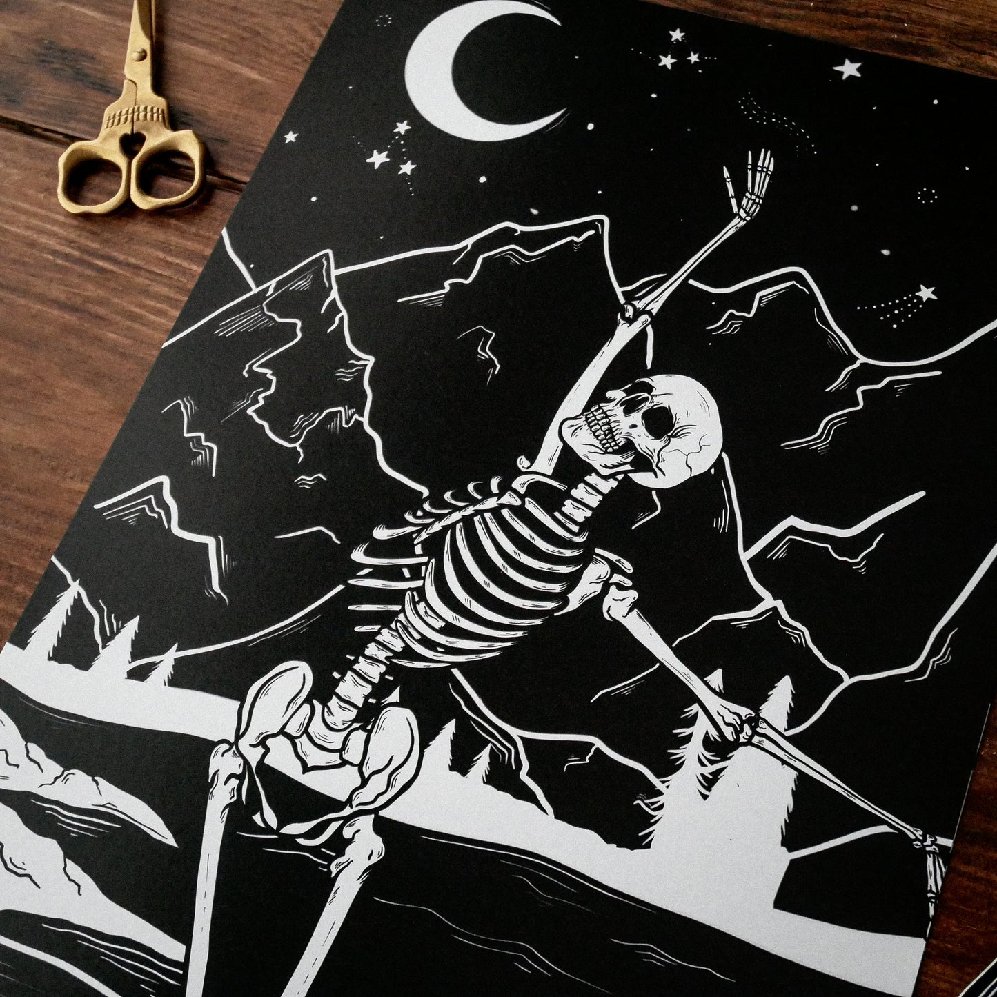 A3 Dancing Skeleton Print